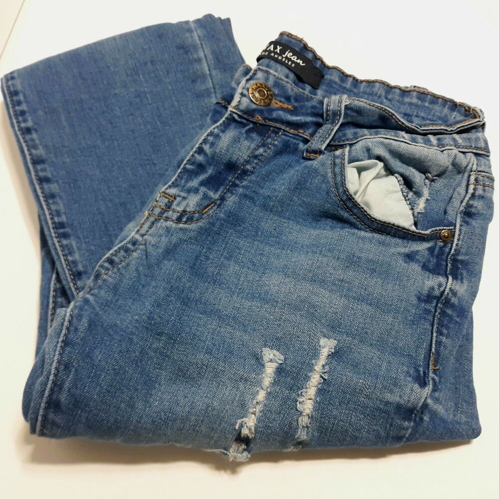 Wax Jeans Womens sz 3 Medium wash blue distressed baggy loose fit